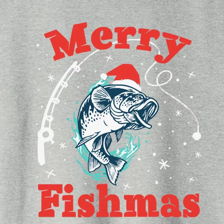 Funny Fishing Santa Fish Sweater Pajama Fisher Merry Fishmas Gift Women's Crop Top Tee