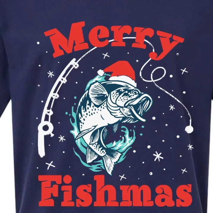 Funny Fishing Santa Fish Sweater Pajama Fisher Merry Fishmas Gift Sueded Cloud Jersey T-Shirt