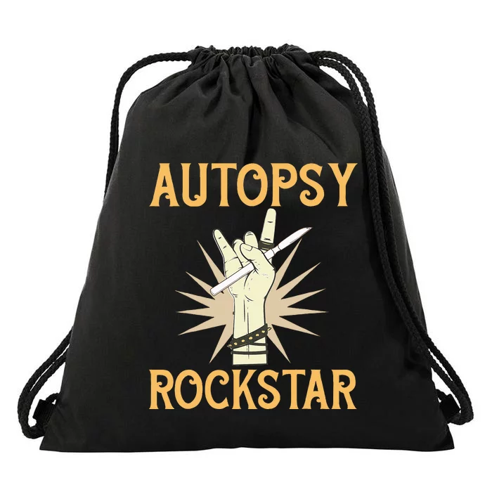 Funny Forensic Scientist Science Autopsy Rockstar Drawstring Bag