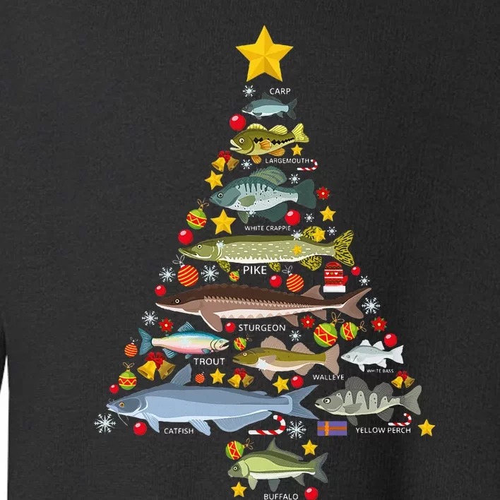 Freshwater Fish Species Christmas Tree Fishing Xmas Toddler Sweatshirt