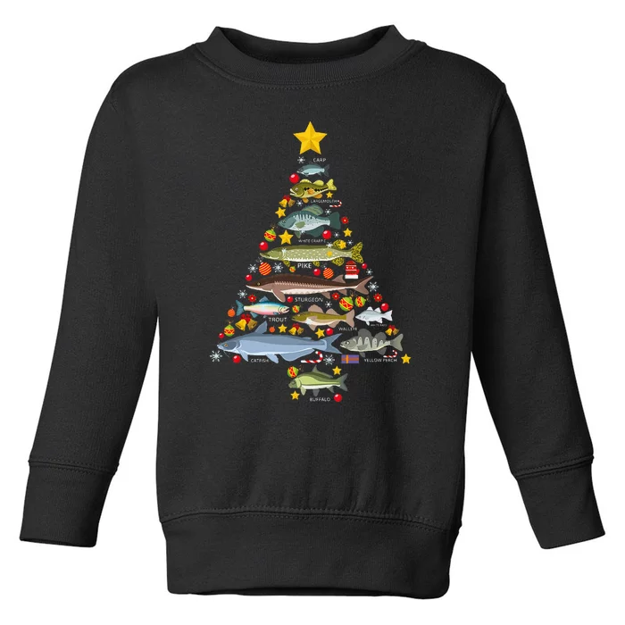 Freshwater Fish Species Christmas Tree Fishing Xmas Toddler Sweatshirt