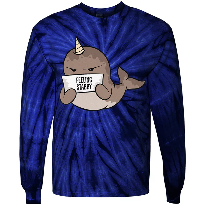 Funny Feeling Stabby Kawaii Whale Tie-Dye Long Sleeve Shirt