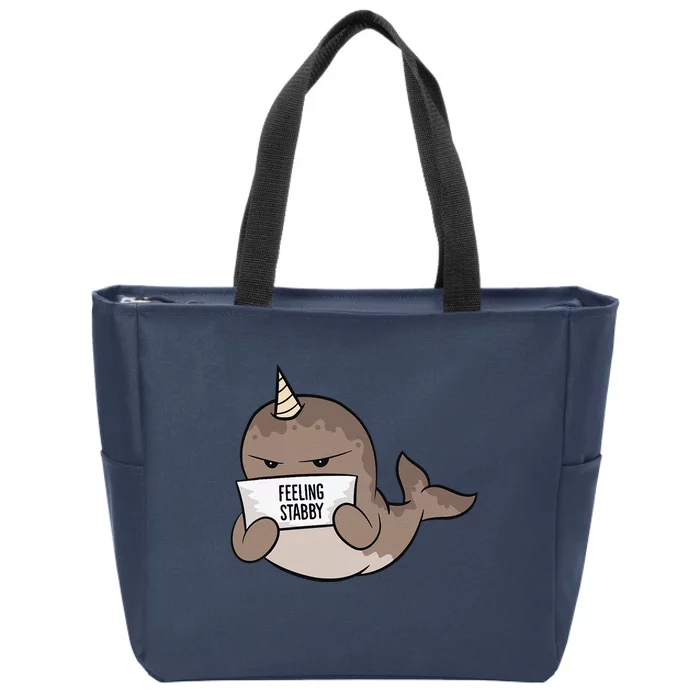 Funny Feeling Stabby Kawaii Whale Zip Tote Bag