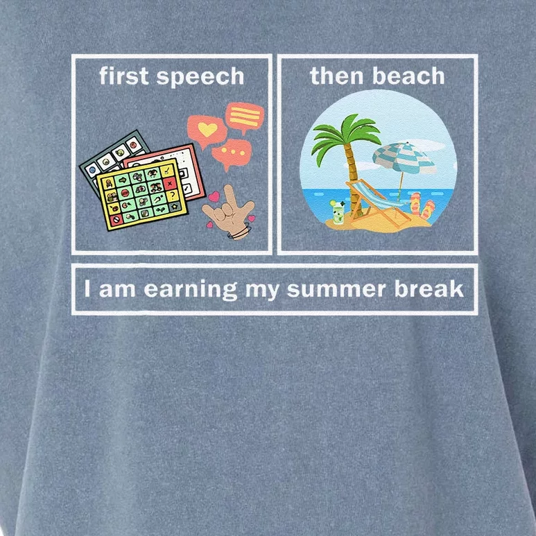 Funny First Speech Then Beach I Am Earning A Summer Break Garment-Dyed Women's Muscle Tee