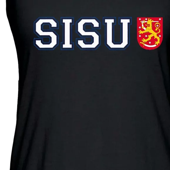 Finland Finnish Sisu Flag Crest Ladies Essential Flowy Tank