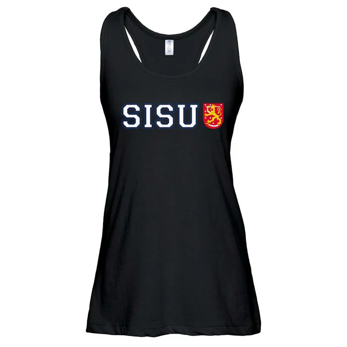 Finland Finnish Sisu Flag Crest Ladies Essential Flowy Tank