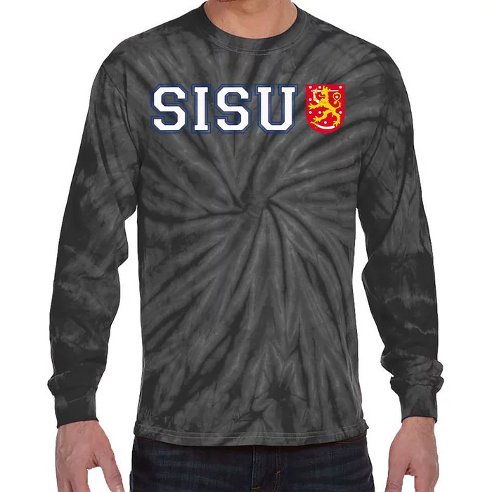 Finland Finnish Sisu Flag Crest Tie-Dye Long Sleeve Shirt