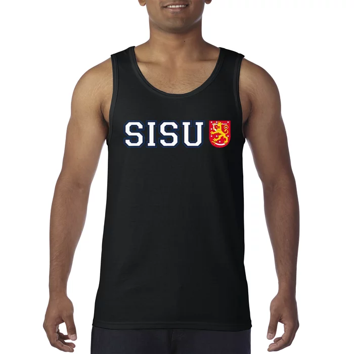 Finland Finnish Sisu Flag Crest Tank Top