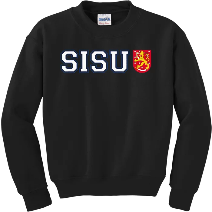 Finland Finnish Sisu Flag Crest Kids Sweatshirt