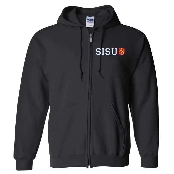 Finland Finnish Sisu Flag Crest Full Zip Hoodie