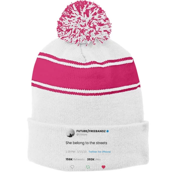 Future Freebandz She Belong To The Streets Stripe Pom Pom Beanie