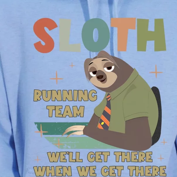 Funny Flash Sloth Running Team We’Ll Get There Sloth Unisex Surf Hoodie