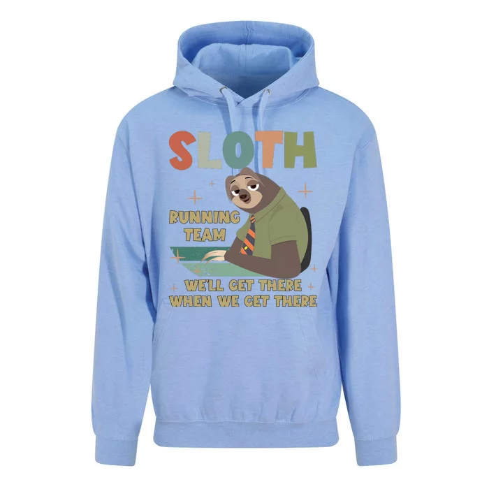 Funny Flash Sloth Running Team We’Ll Get There Sloth Unisex Surf Hoodie