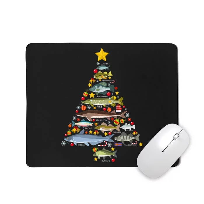 Freshwater Fish Species Christmas Tree Fishing Xmas Mousepad