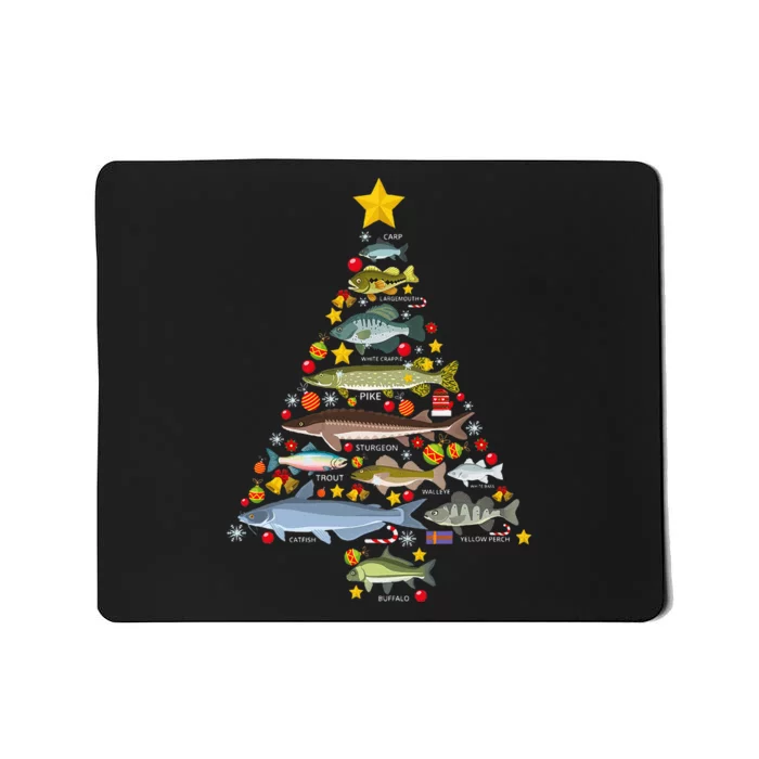 Freshwater Fish Species Christmas Tree Fishing Xmas Mousepad