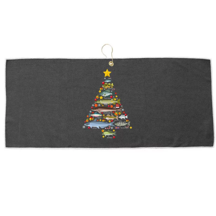 Freshwater Fish Species Christmas Tree Fishing Xmas Large Microfiber Waffle Golf Towel