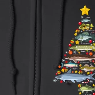 Freshwater Fish Species Christmas Tree Fishing Xmas Full Zip Hoodie