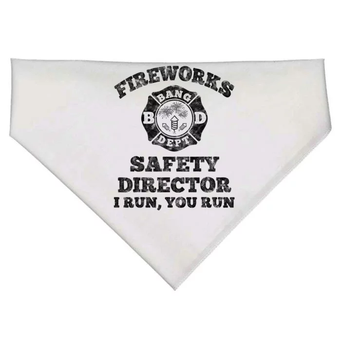 Funny Fireworks Safety Director Firefighter America Red USA-Made Doggie Bandana