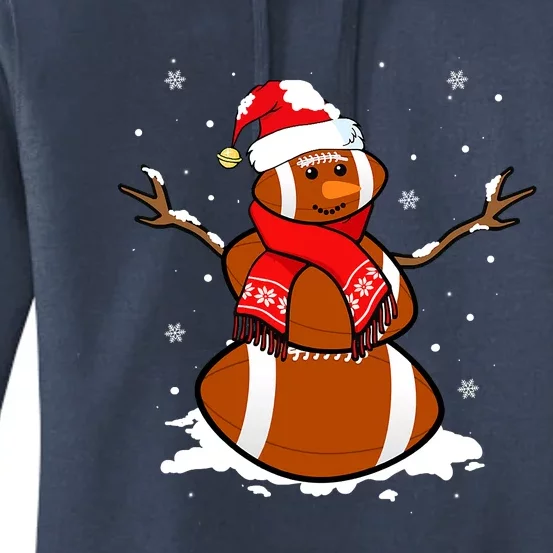 Funny Football Snowman Christmas Pajamas Matching Gifts Women's Pullover Hoodie