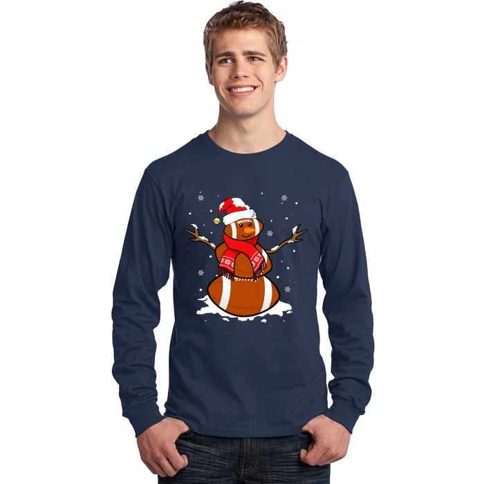 Funny Football Snowman Christmas Pajamas Matching Gifts Tall Long Sleeve T-Shirt