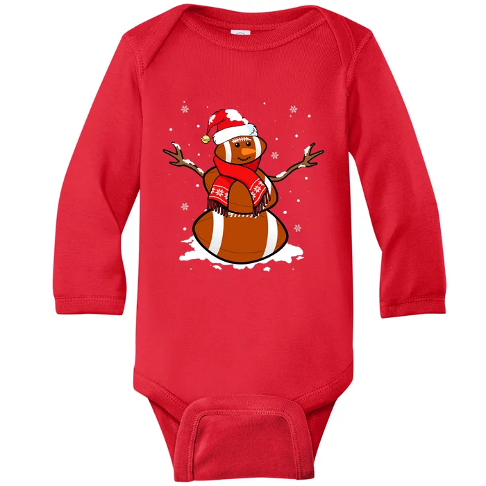 Funny Football Snowman Christmas Pajamas Matching Gifts Baby Long Sleeve Bodysuit