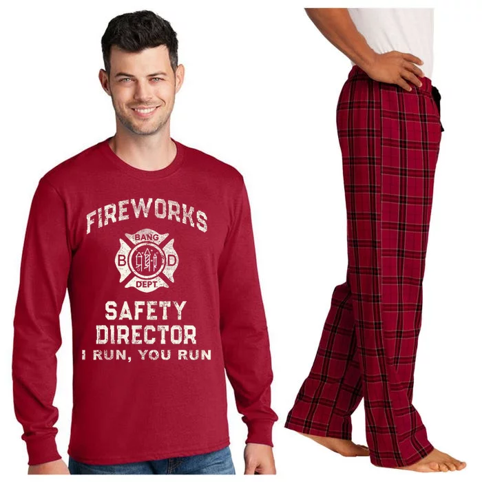 Funny FIREWORKS SAFETY DIRECTOR Firefighter America Red Long Sleeve Pajama Set