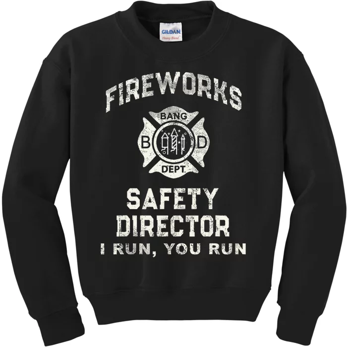 Funny Fireworks Safety Director 4th Of July Pyro Boom Squad Kids Sweatshirt