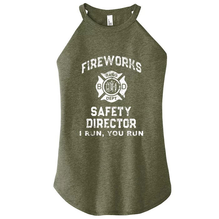 Funny FIREWORKS SAFETY DIRECTOR Firefighter America Red Women’s Perfect Tri Rocker Tank