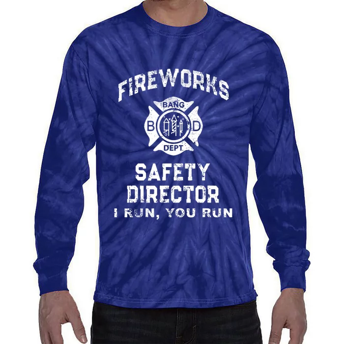 Funny FIREWORKS SAFETY DIRECTOR Firefighter America Red Tie-Dye Long Sleeve Shirt