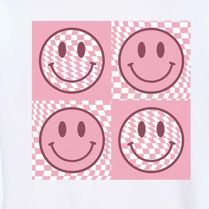 Funny Face Shirt Checkered Pattern Smile Face Meme Trendy Garment-Dyed Sweatshirt