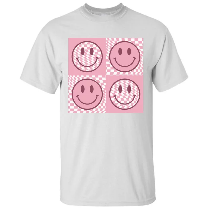 Funny Face Shirt Checkered Pattern Smile Face Meme Trendy Tall T-Shirt