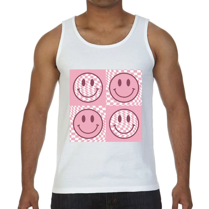 Funny Face Shirt Checkered Pattern Smile Face Meme Trendy Comfort Colors® Tank Top