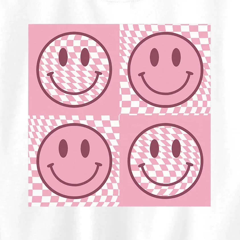 Funny Face Shirt Checkered Pattern Smile Face Meme Trendy Kids Sweatshirt