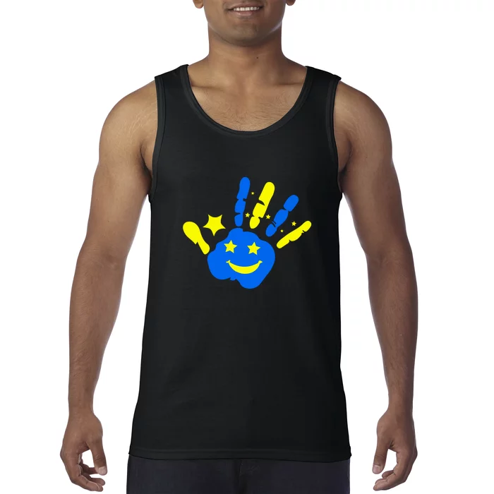 Funny Face Smiley Down Syndrome Awareness Day Gift Tank Top