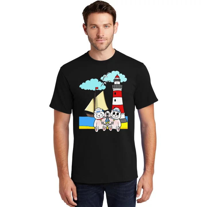 Funny Funny Sailors Cats Maritime Children Anchor Tall T-Shirt