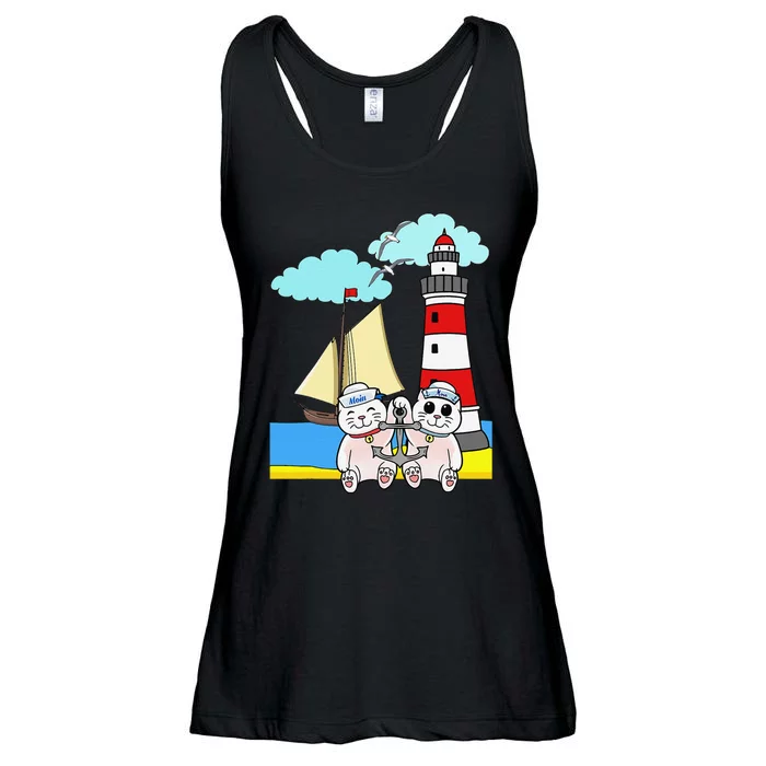 Funny Funny Sailors Cats Maritime Children Anchor Ladies Essential Flowy Tank