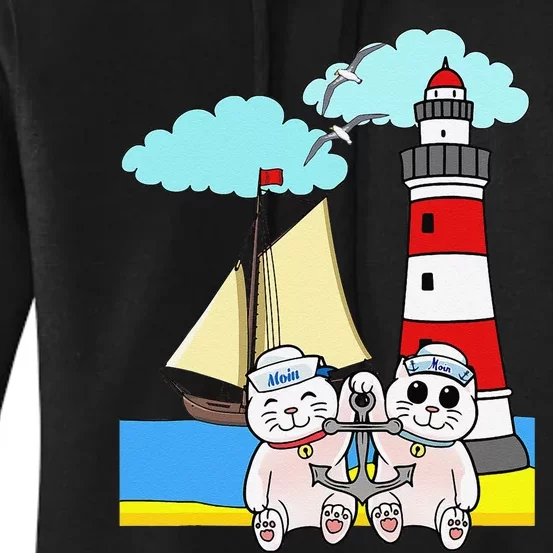 Funny Funny Sailors Cats Maritime Children Anchor Women's Pullover Hoodie