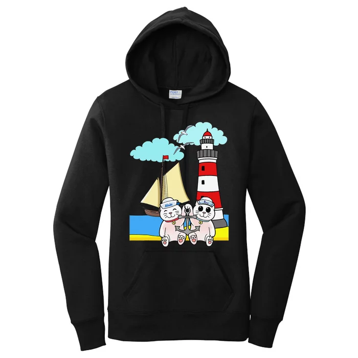 Funny Funny Sailors Cats Maritime Children Anchor Women's Pullover Hoodie