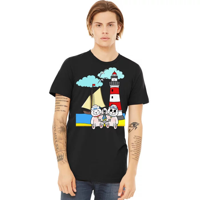 Funny Funny Sailors Cats Maritime Children Anchor Premium T-Shirt