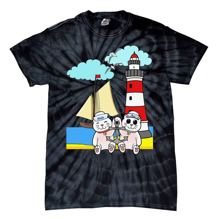 Funny Funny Sailors Cats Maritime Children Anchor Tie-Dye T-Shirt