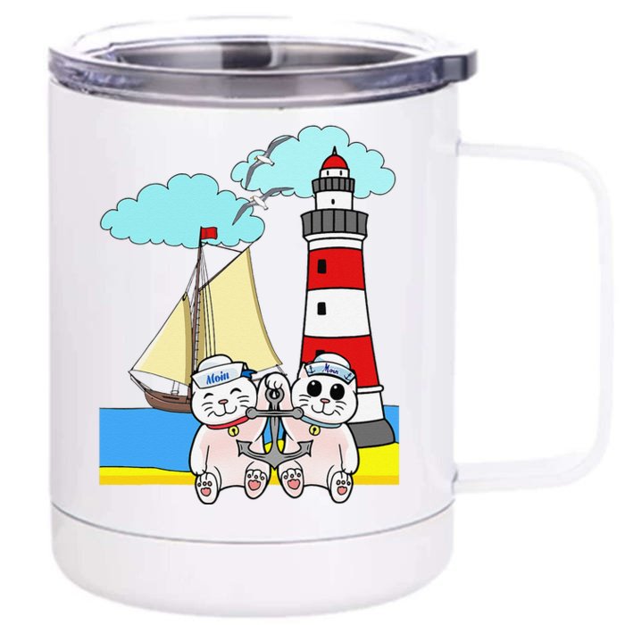 Funny Funny Sailors Cats Maritime Children Anchor Front & Back 12oz Stainless Steel Tumbler Cup