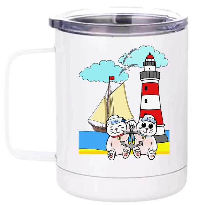 Funny Funny Sailors Cats Maritime Children Anchor Front & Back 12oz Stainless Steel Tumbler Cup