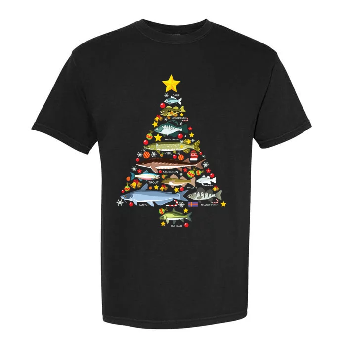 Freshwater Fish Species Christmas Tree Fishing Xmas Garment-Dyed Heavyweight T-Shirt