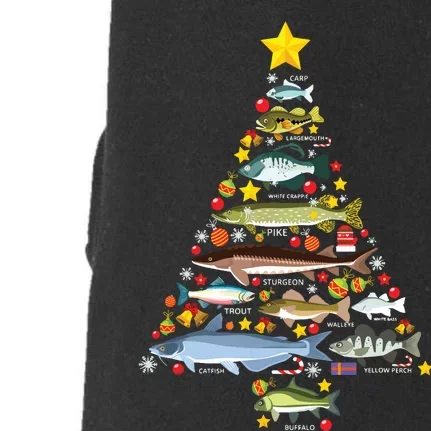 Freshwater Fish Species Christmas Tree Fishing Xmas Doggie 3-End Fleece Hoodie