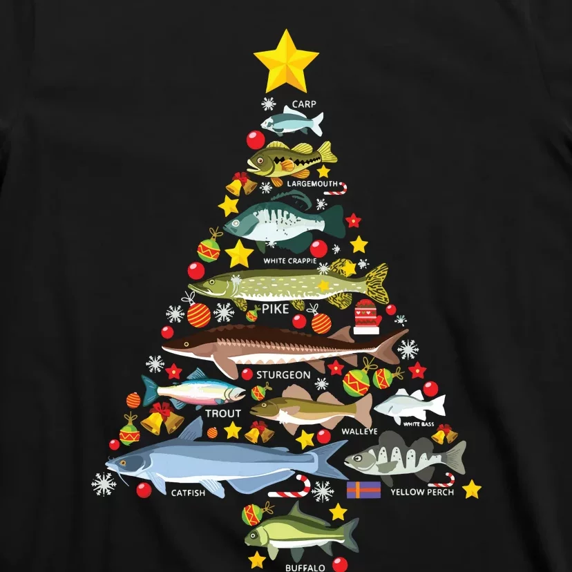 Freshwater Fish Species Christmas Tree Fishing Xmas T-Shirt