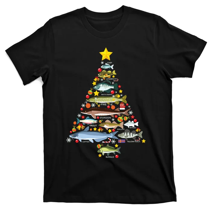 Freshwater Fish Species Christmas Tree Fishing Xmas T-Shirt