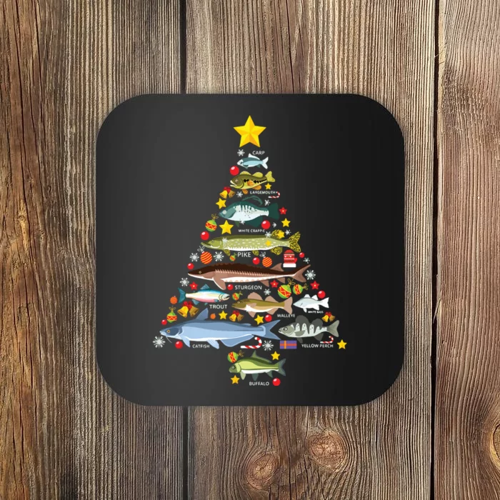 Freshwater Fish Species Christmas Tree Fishing Xmas Coaster