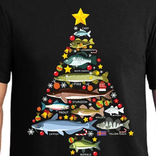 Freshwater Fish Species Christmas Tree Fishing Xmas Pajama Set