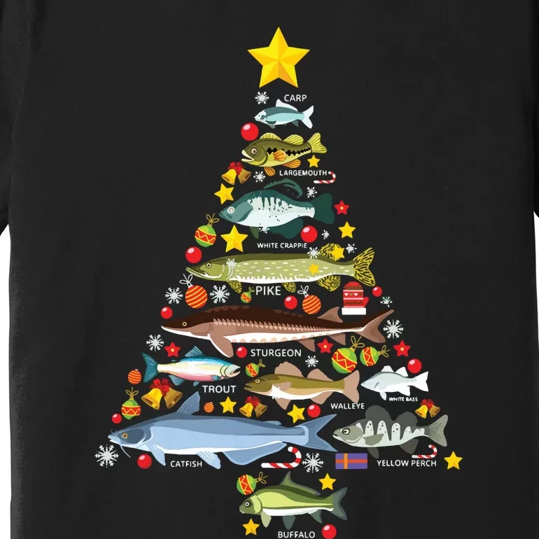 Freshwater Fish Species Christmas Tree Fishing Xmas Premium T-Shirt