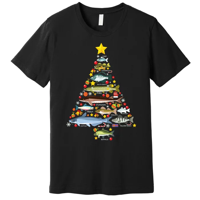 Freshwater Fish Species Christmas Tree Fishing Xmas Premium T-Shirt